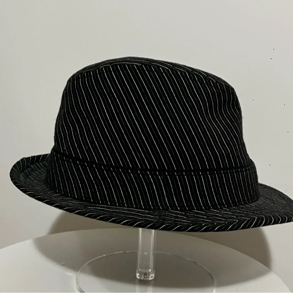Ben Sherman Black Pinstripe Fedora Hat
